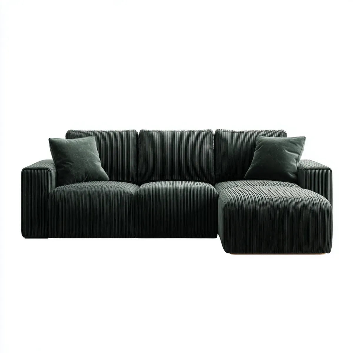 Ecksofa mit Recamiere Dunkelgrün 250 x 160 cm Polyester-Cord 3-Sitzer Rechteckig