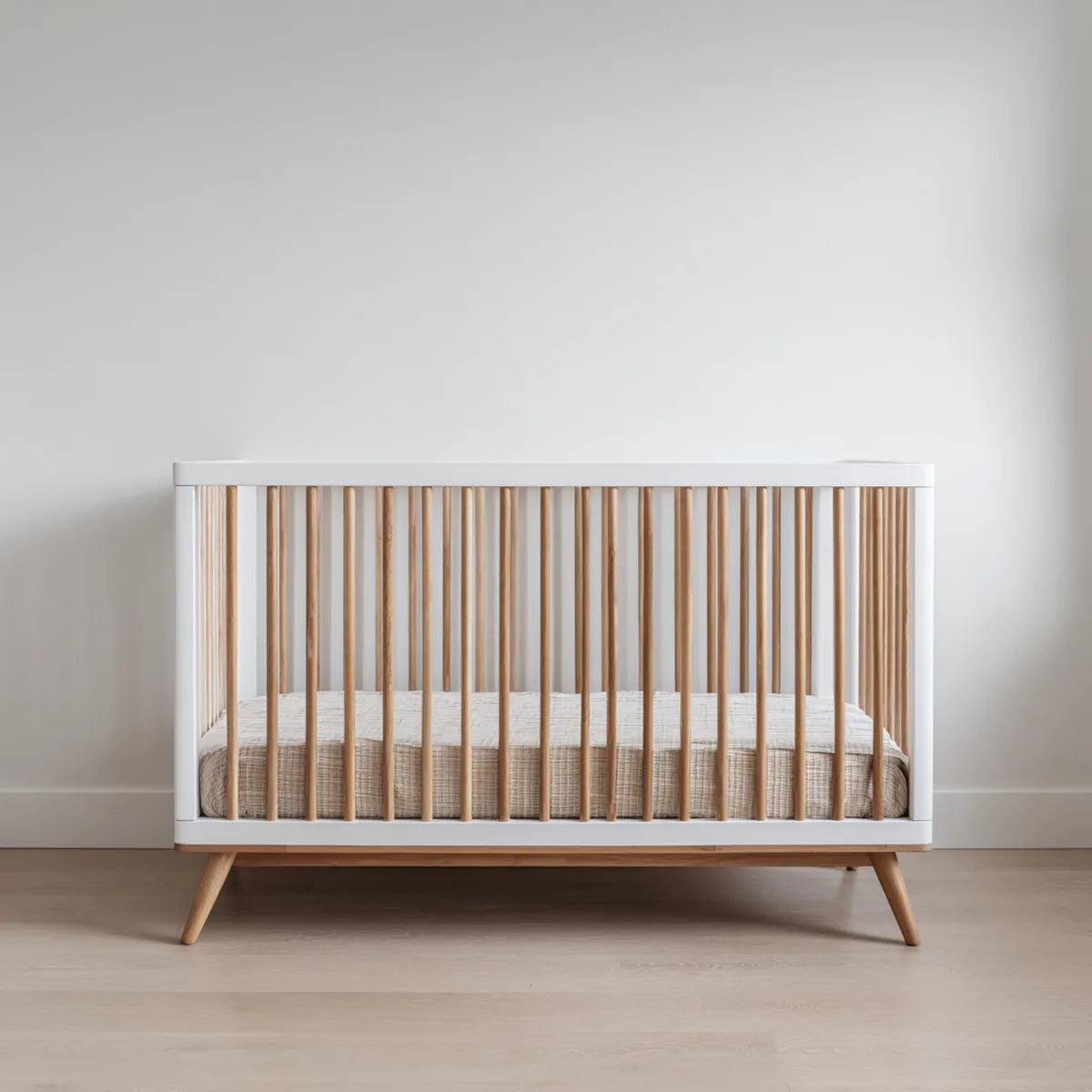 Babybett Gitterbett Weiß Natur 120 x 60 cm Buchenmassivholz Rechteckig