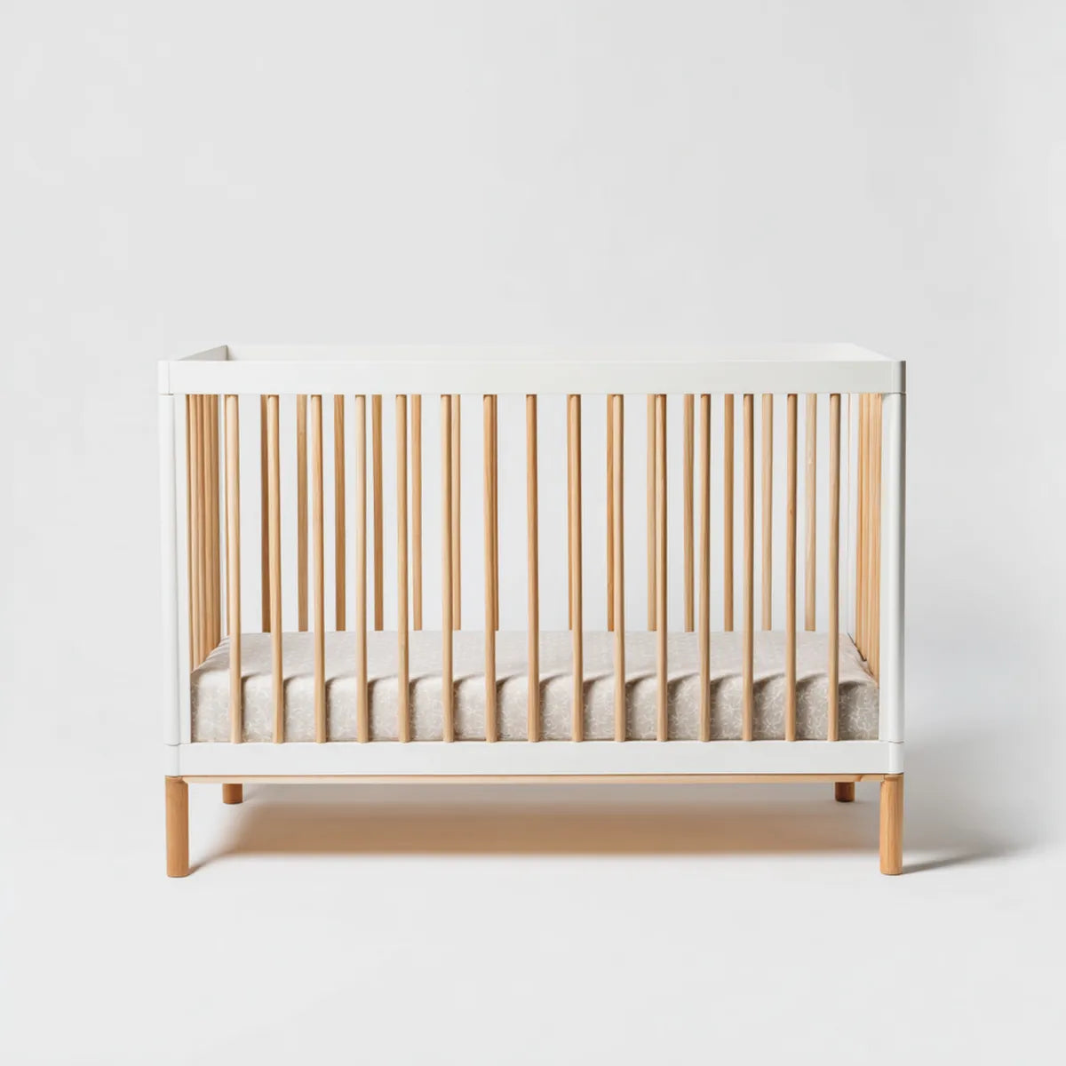 Babybett Gitterbett Weiß Natur 120 x 60 cm Massivholz Buche Rechteckig
