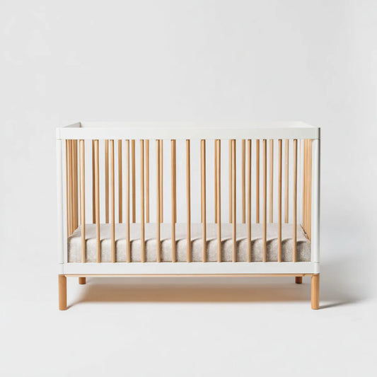 Babybett Gitterbett Weiß Natur 120 x 60 cm Massivholz Buche Rechteckig