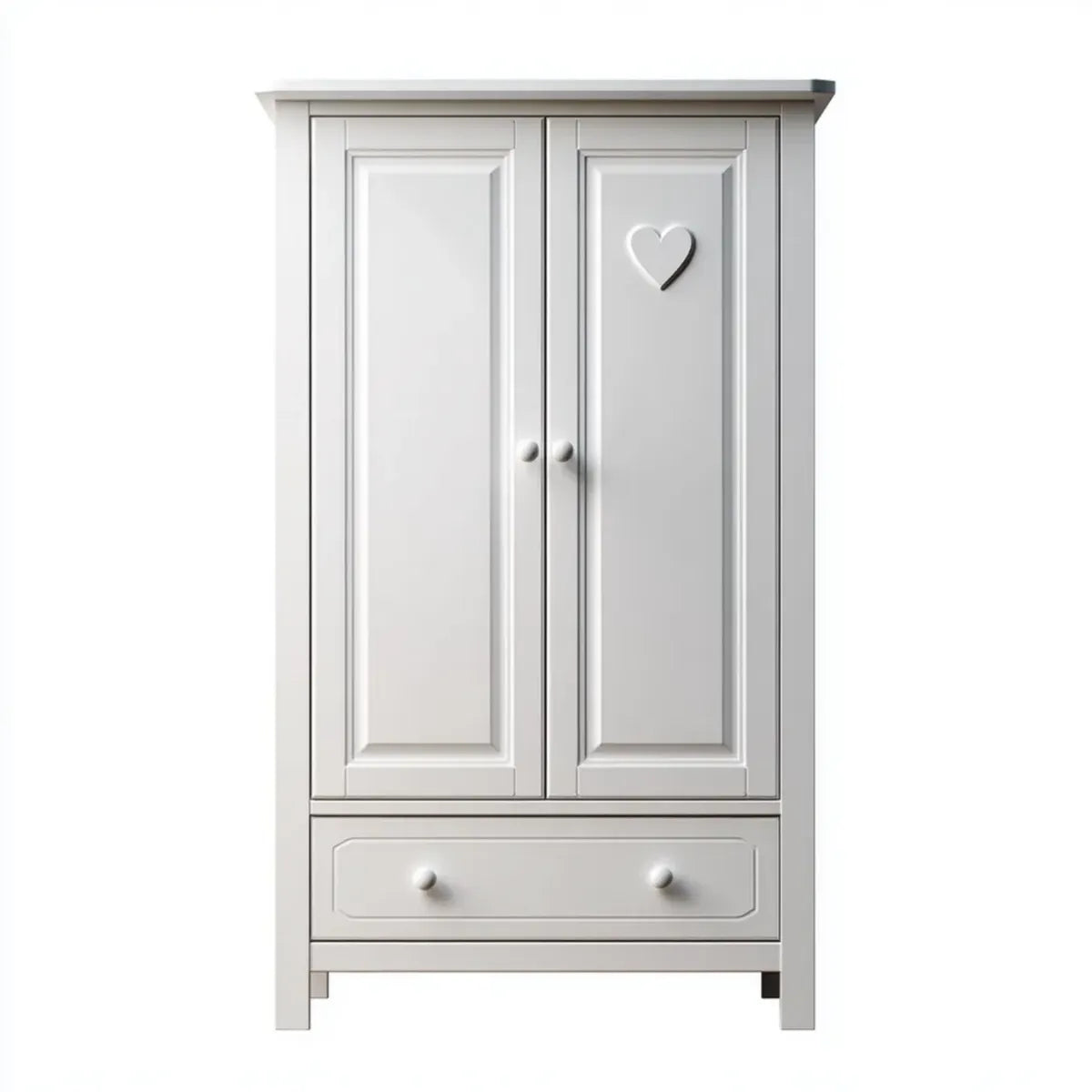 Kinderschrank Weiß 90 x 52 x 180 cm aus lackierter MDF-Platte rechteckig mit 2 Türen und 1 Schublade