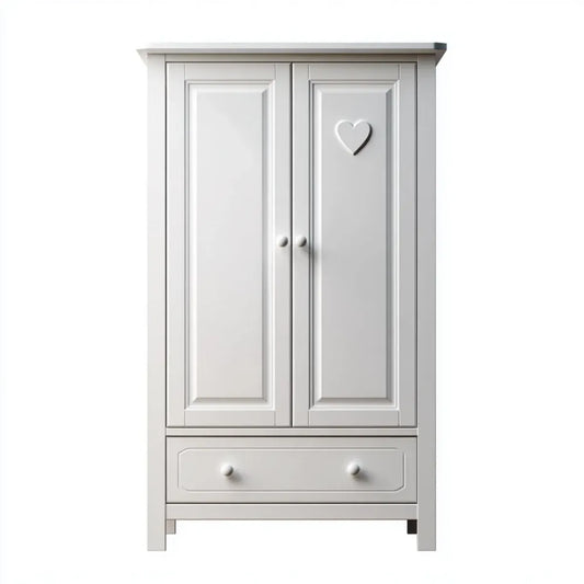 Kinderschrank Weiß 90 x 52 x 180 cm aus lackierter MDF-Platte rechteckig mit 2 Türen und 1 Schublade