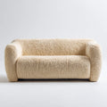 2-Sitzer Sofa Creme 160 x 90 x 75 cm mit Polyesterplüsch Bezug abgerundete Form