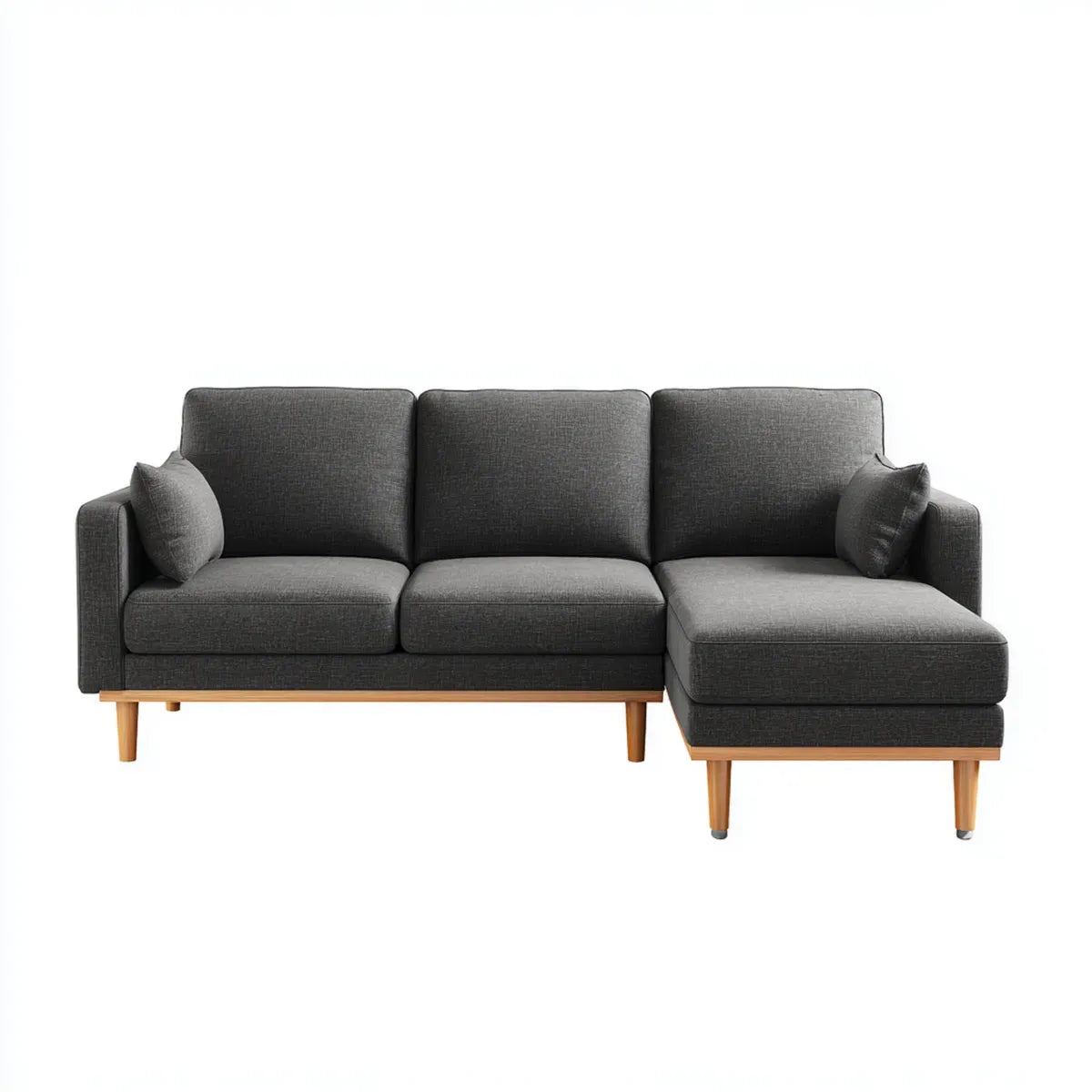 Ecksofa mit Recamiere rechts Anthrazit 240 x 150 x 85 cm Polyester Schaumstoff rechteckig