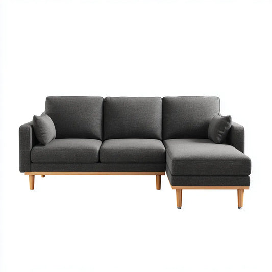 Ecksofa mit Recamiere rechts Anthrazit 240 x 150 x 85 cm Polyester Schaumstoff rechteckig