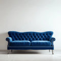 3-Sitzer Sofa Blau 220 x 90 x 100 cm Polyestersamt Gerade Form mit Knopfheftung
