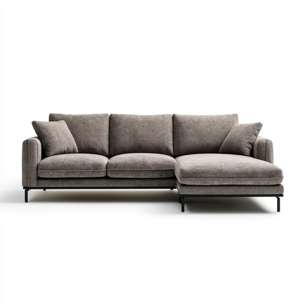 Ecksofa mit Recamiere rechts Taupe 280 x 165 cm Polyester Schaumstoff 3-Sitzer