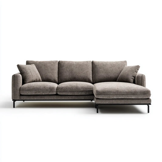Ecksofa mit Recamiere rechts Taupe 280 x 165 cm Polyester Schaumstoff 3-Sitzer