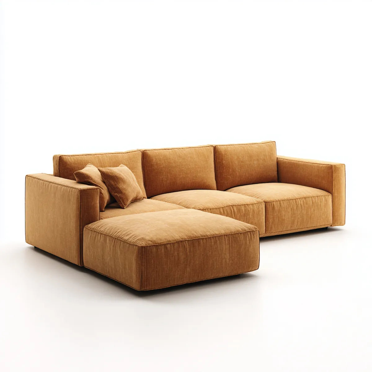 Ecksofa mit Recamiere Hellbraun 280 x 170 x 85 cm Polyester-Cord 3-Sitzer