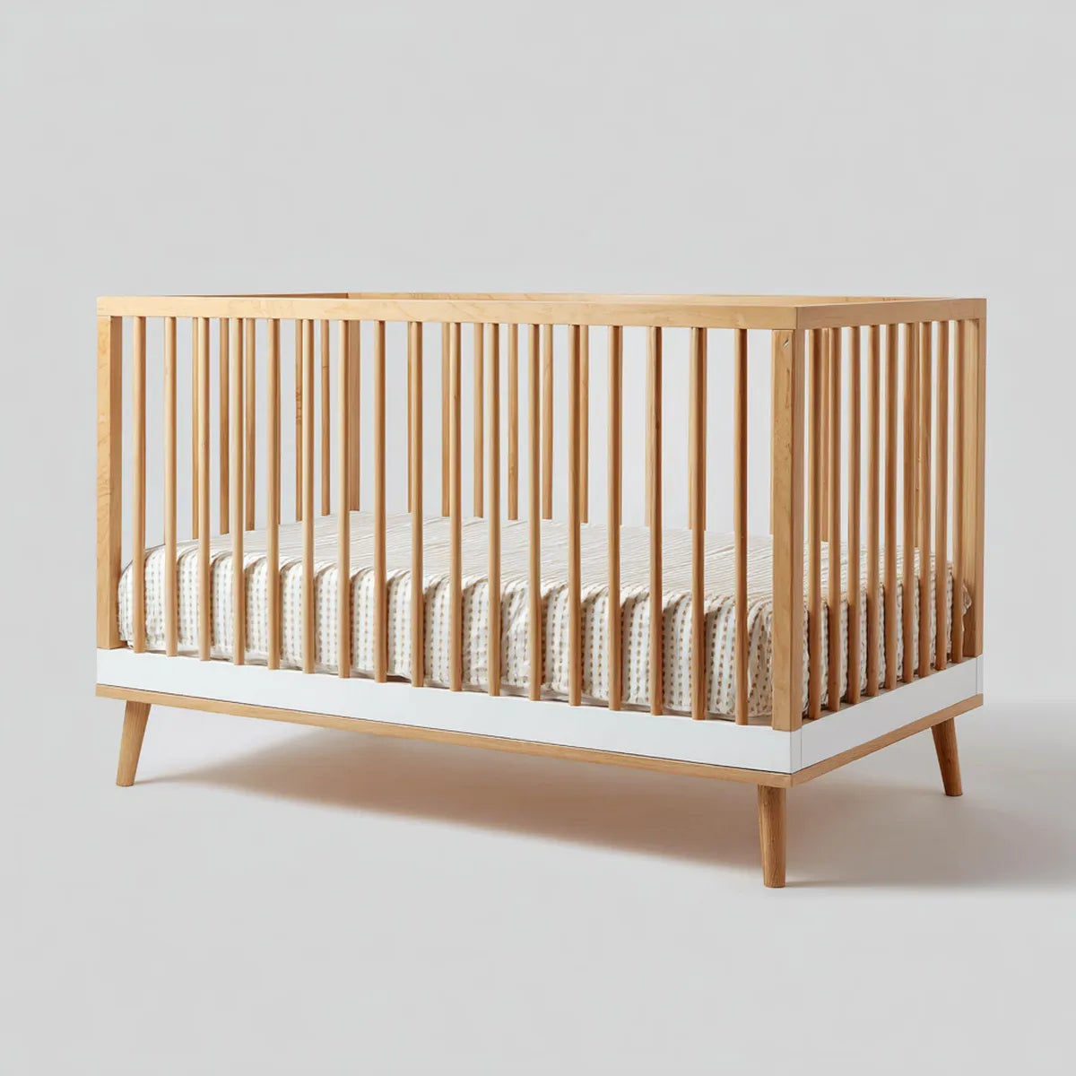 Babybett Gitterbett Naturweiß 120 x 60 cm Massivholz Rechteckig