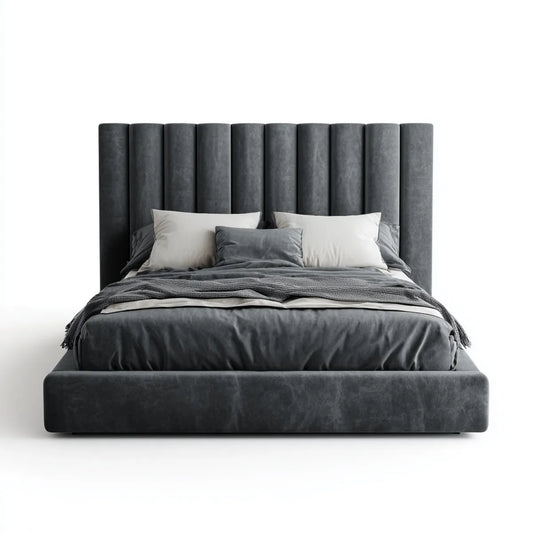 Polsterbett Doppelbett Dunkelgrau 180 x 200 cm Polyester-Samt Rechteckig