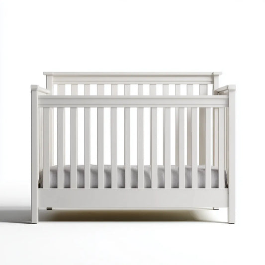 Babybett Gitterbett Weiß 120 x 60 cm aus massivem Kiefernholz rechteckig