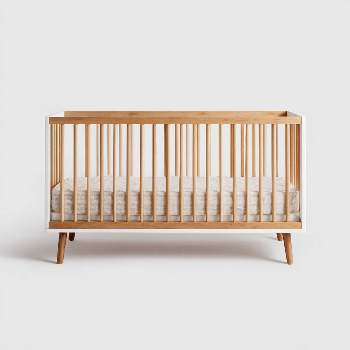 Babybett Gitterbett Naturweiß 120 x 60 cm aus massivem Buchenholz rechteckig