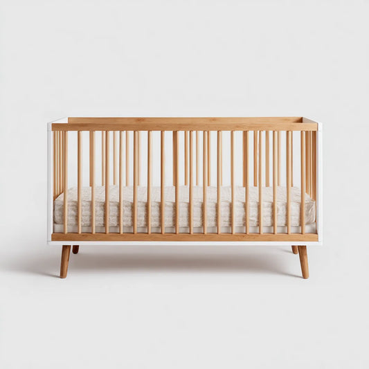 Babybett Gitterbett Naturweiß 120 x 60 cm aus massivem Buchenholz rechteckig