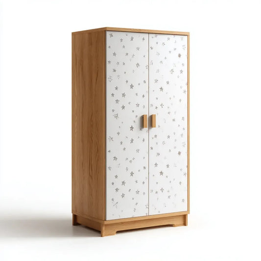 Kinderkleiderschrank mit 2 Türen Weiß Eiche 90 x 50 x 180 cm Spanplatte rechteckig