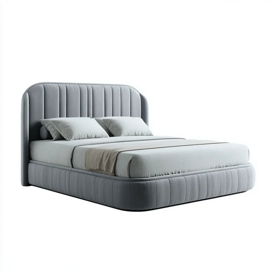 Polsterbett Doppelbett Grau 180 x 200 cm Polyester-Samt MDF abgerundet