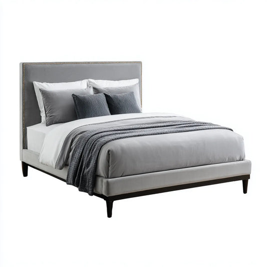 Polsterbett Doppelbett Grau 160 x 200 cm Polyester-Samt Rechteckig